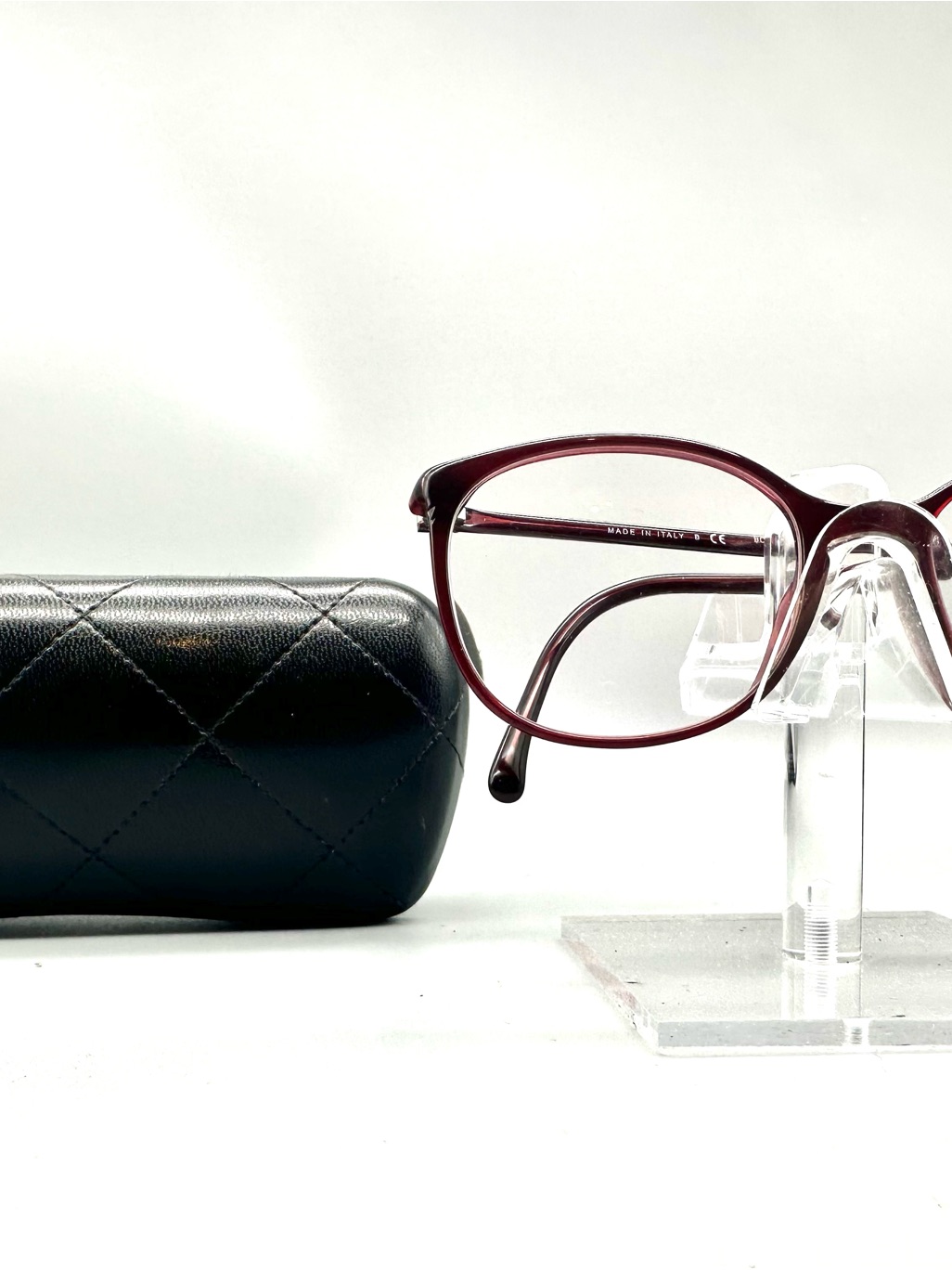 Chanel 3282 Burgundy Wine Oval Eyeglasses Frames Cc Logo Italy 52-18-140 W Case